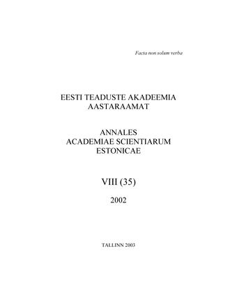 Eesti Teaduste Akadeemia aastaraamat ; 8 (35) 2002