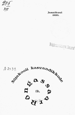 Rõngassaar : Sõjakooli kasvandikkode ajakiri ; 3 1920-06