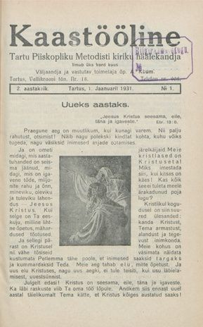 Kaastööline : Tartu Ühisabi Informatsioonileht ; 1 1931-01-01