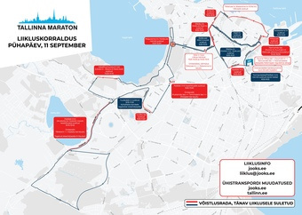 Tallinna maraton 10.-11. september 2022 : liikluskorraldus : rajaskeemid 