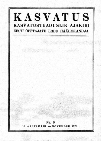 Kasvatus ; 9 1928-11