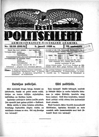 Eesti Politseileht ; 22-23 1926
