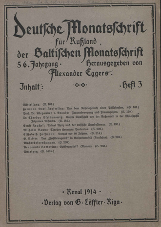 Baltische Monatsschrift ; 3 1914-03
