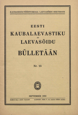 Eesti Kaubalaevastiku ja Laevasõidu Bülletään ; 13 1935-09-15