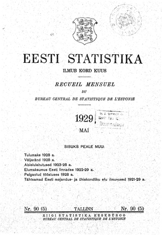 Eesti Statistika : kuukiri ; 90 (5) 1929-05