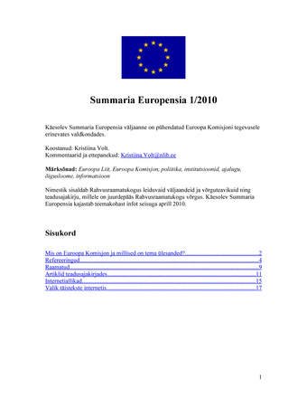 Summaria Europensia : [referaatväljaanne] ; 1 2010