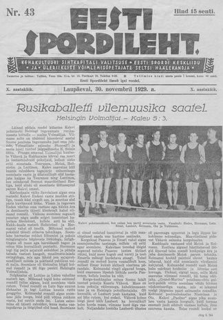 Eesti Spordileht ; 43 1929-11-30