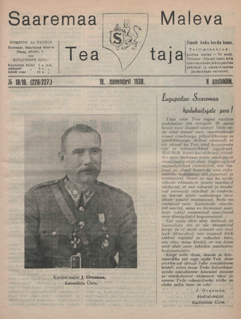 Saaremaa Maleva Teataja ; 18/19 (226/227) 1938-11-18