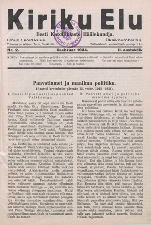 Kiriku Elu : Eesti Katoliiklaste Häälekandja ; 2 1934-02