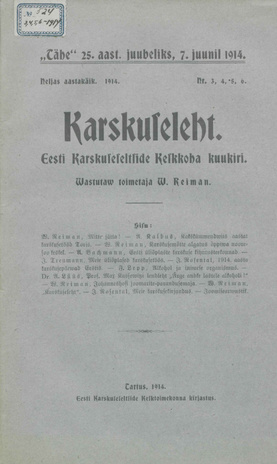 Karskuseleht : Eesti Karskuseseltside Keskkoha Kuukiri ; 3-6 1914-06-04