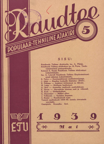 Raudtee : populaar-tehniline ajakiri ; 5 1939-05