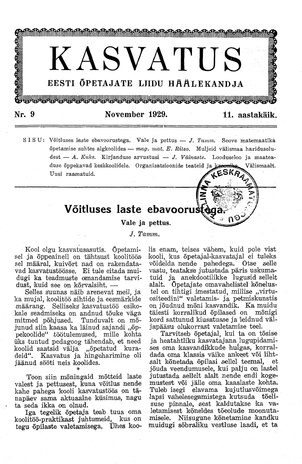 Kasvatus ; 9 1929-11