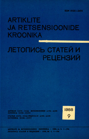 Artiklite ja Retsensioonide Kroonika = Летопись статей и рецензий ; 9 1988-09