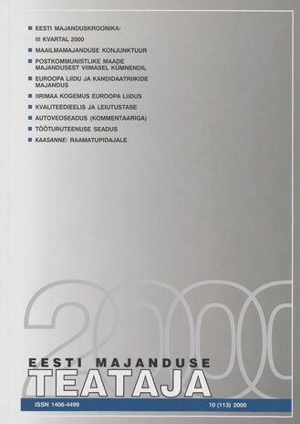 Eesti Majanduse Teataja : majandusajakiri aastast 1991 ; 10 (113) 2000