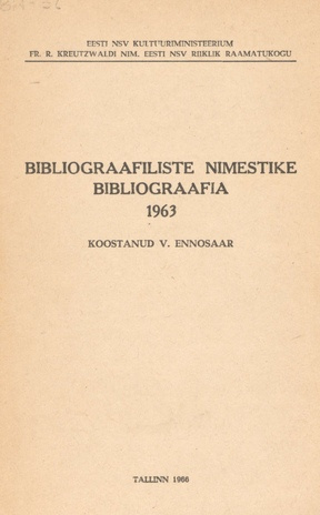 Bibliograafiliste nimestike bibliograafia 1963