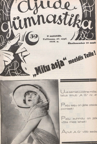 Ajude Gümnastika : ristsõnamõistatuste ajakiri ; 39 1934-09-27