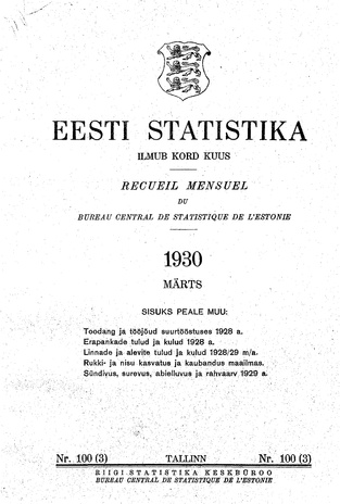 Eesti Statistika : kuukiri ; 100 (3) 1930-03
