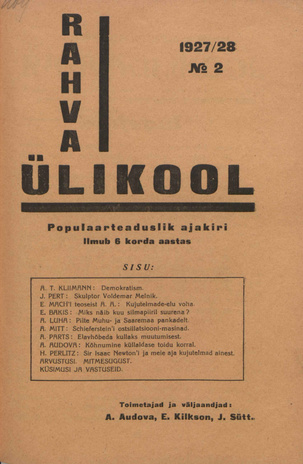 Rahvaülikool : populaarteaduslik ajakiri ; 2 1927-12