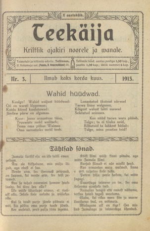 Teekäija : Eesti Baptisti Koguduse Ühenduse häälekandja ; 3 1913