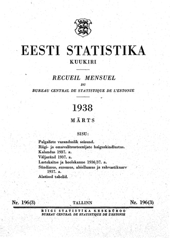 Eesti Statistika : kuukiri ; 196 (3) 1938-03
