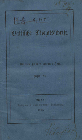 Baltische Monatsschrift ; 2 1861-08