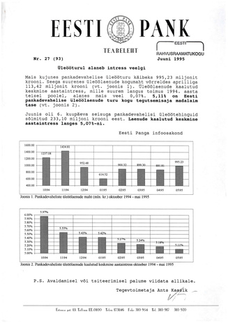 Eesti Pank : teabeleht ; 27 (93) 1995-06