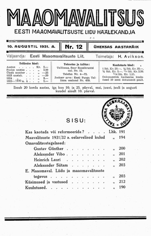 Maaomavalitsus ; 12 1931-08-10