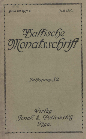 Baltische Monatsschrift ; 6 1910-06