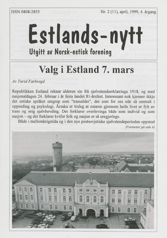 Estlands-nytt : allment tidsskrift for Estlands-interesserte ; 2 (11) 1999-04