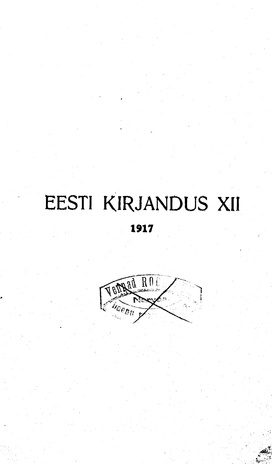 Eesti Kirjandus ; sisukord 1917