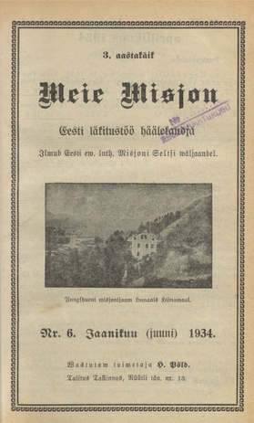 Meie Misjon : Eesti läkitustöö häälekandja ; 6 1934-06