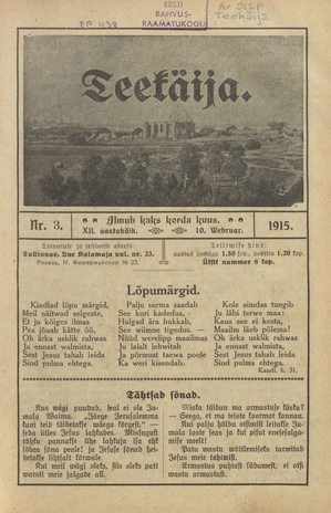 Teekäija : Eesti Baptisti Koguduse Ühenduse häälekandja ; 3 1915-02-10