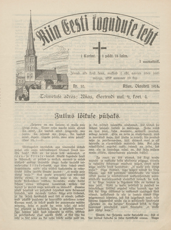 Riia Eesti koguduse leht ; 10 1914-10