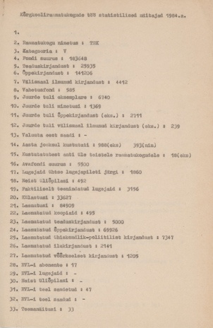 Tallinna Riiklik Konservatooriumi raamatukogu aruanded