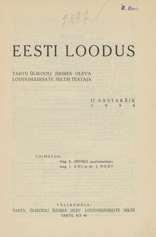 Eesti Loodus ; 1 1934-02-15