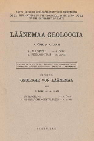 Läänemaa geoloogia : Referat: Geologie von Läänemaa