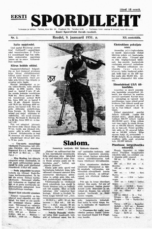 Eesti Spordileht ; 2 1931-01-09
