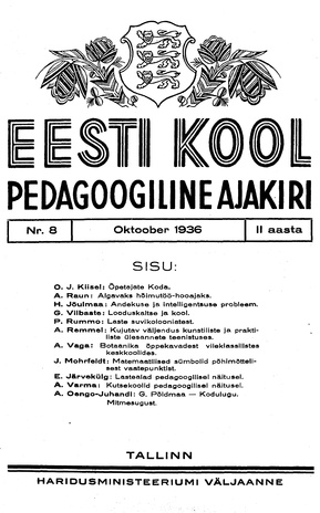 Eesti Kool ; 8 1936-10