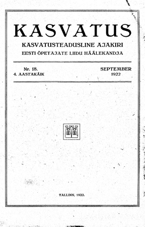 Kasvatus ; 18 1922-09