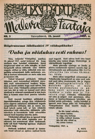 Tartu Maleva Teataja ; 5 1937-06-22