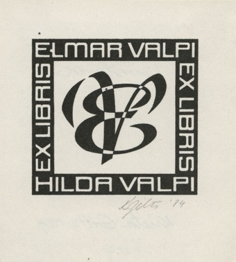Ex libris Elmar Valpi Hilda Valpi 