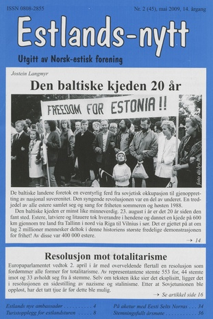 Estlands-nytt : allment tidsskrift for Estlands-interesserte ; 2 (45) 2009-05