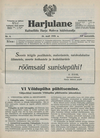 Harjulane : Kaitseliidu Harju Maleva häälekandja ; 6 1939-05-26