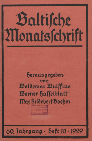 Baltische Monatsschrift ; 10 1929