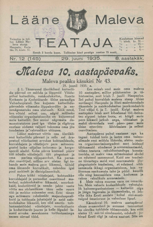 Lääne Maleva Teataja ; 12 (145) 1935-06-29