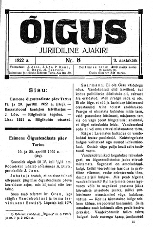 Õigus ; 8 1922