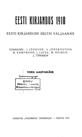 Eesti Kirjandus ; 2 1910