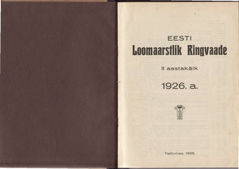 Eesti Loomaarstlik Ringvaade ; 1. vihk 1926