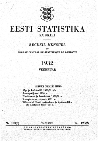 Eesti Statistika : kuukiri ; 123 (2) 1932-02