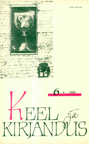 Keel ja Kirjandus ; 6 1981-06